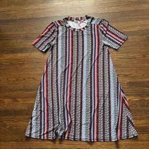BCBGeneration Women’s Dress with Red, Blue, and Black Stripes
